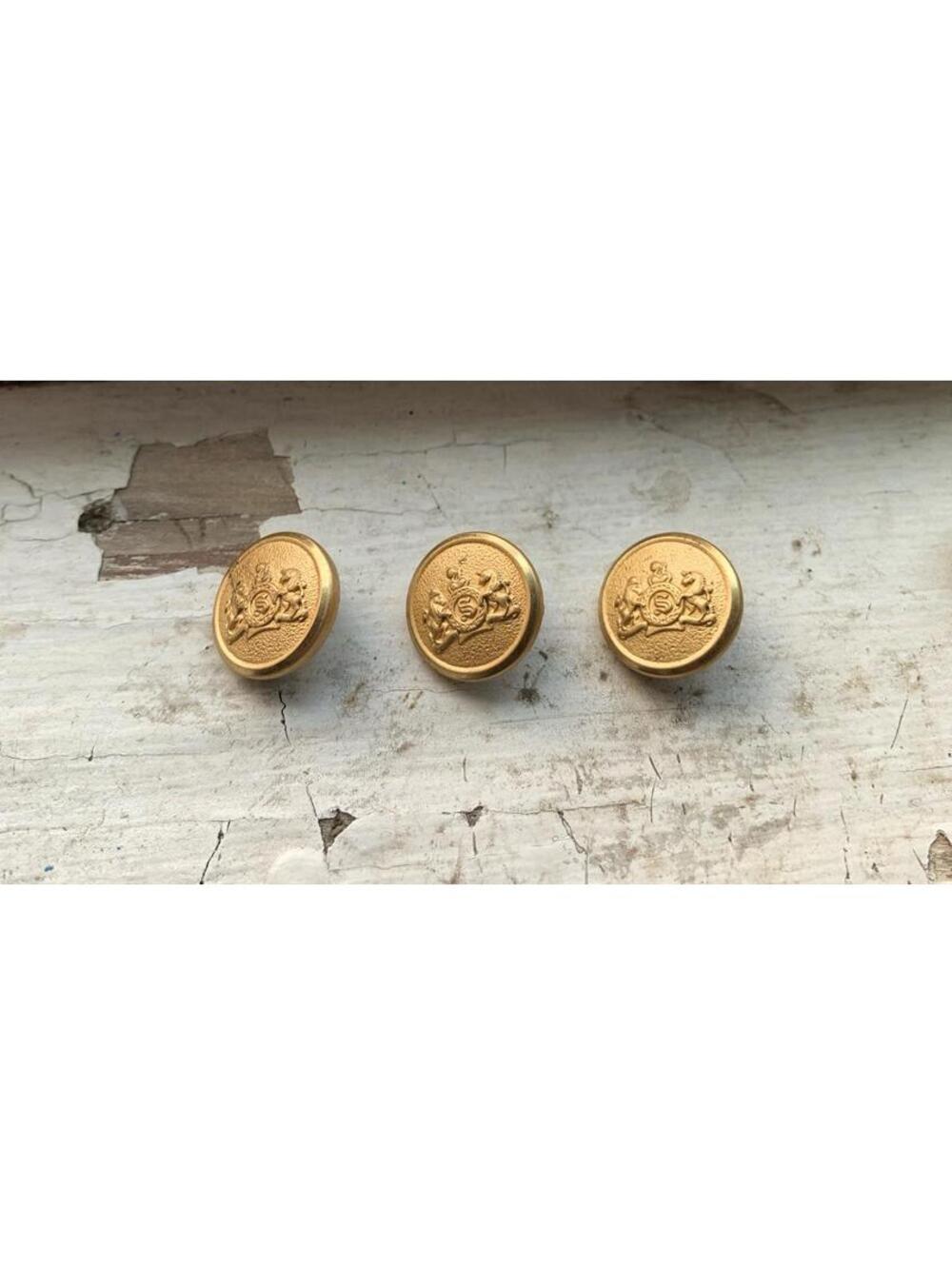 Lot 3 Waterbury Button Co USA Animal Emblems Gold Tone Shank Buttons Stafford